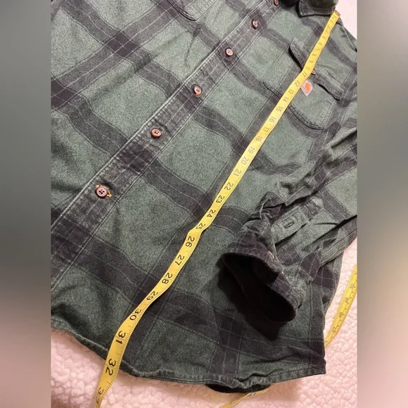 Carhartt Heavyweight Flannel Green Plaid Shirt Mens XXL - Picture 5 of 7